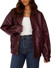 Faux Leather Motorcycle Jacket - Women's Biker Chic