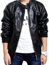 Boy's Stand-Collar PU Leather Jacket - Trendy Style